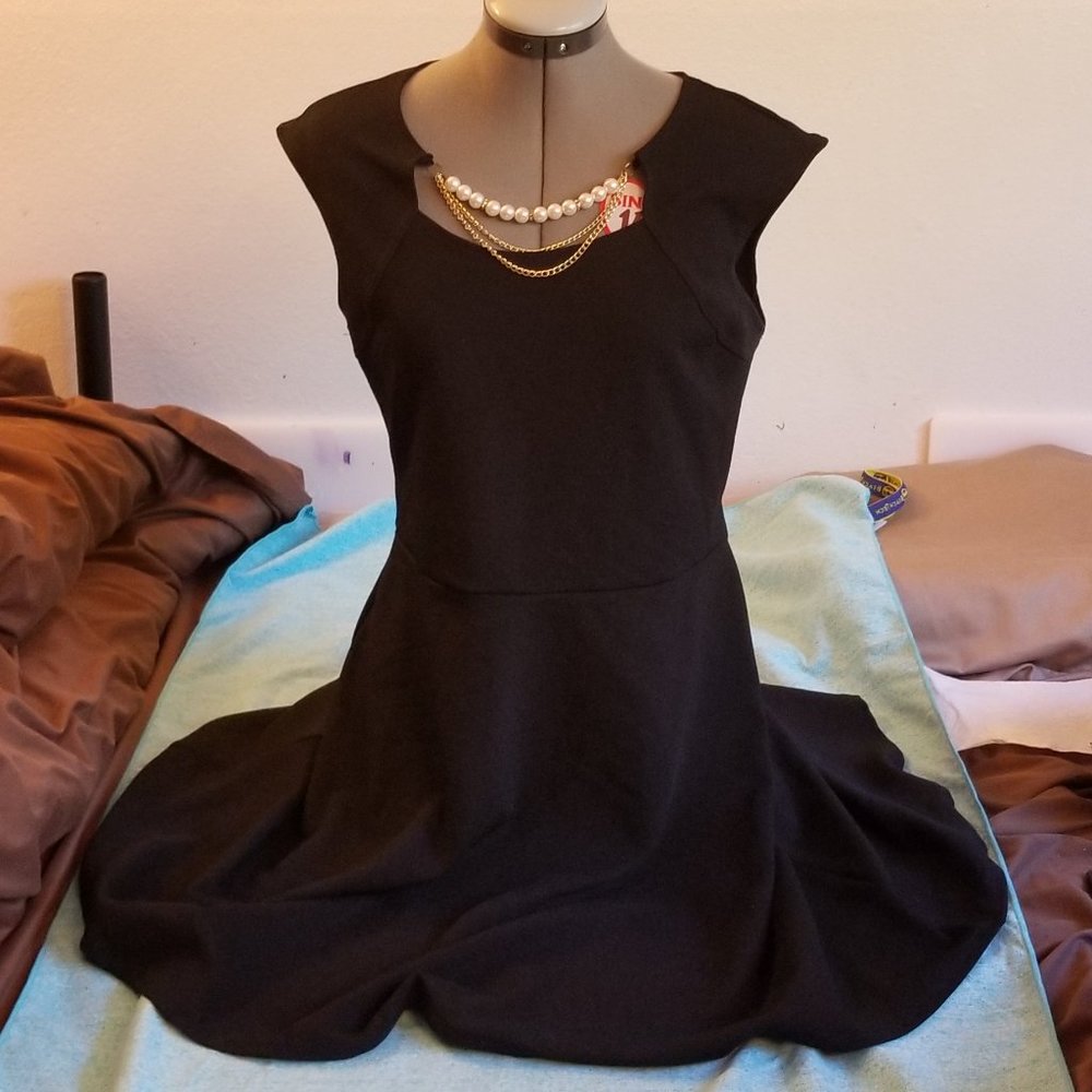Urban Rose LBD Black Dress w/embellished neckline